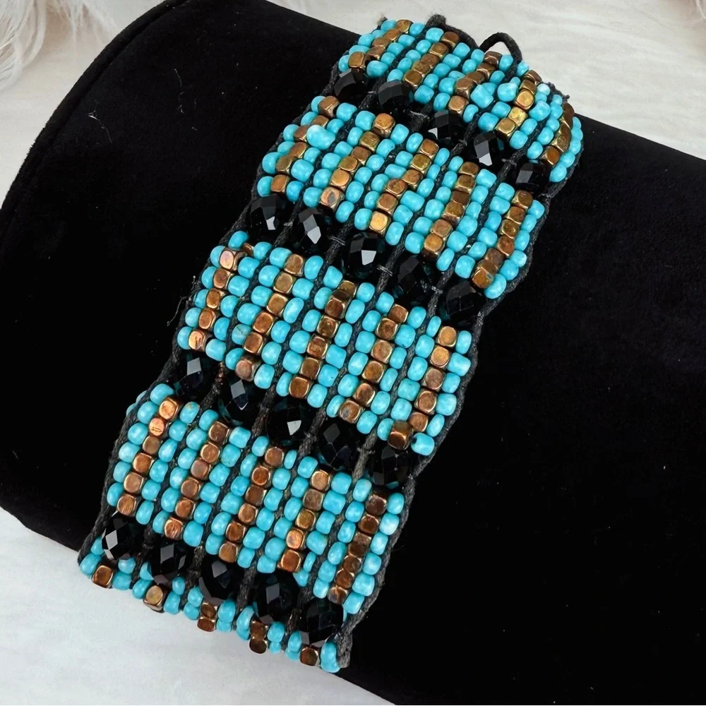 Beautiful, bohemian chic, wideband, adjustable costume bracelet
